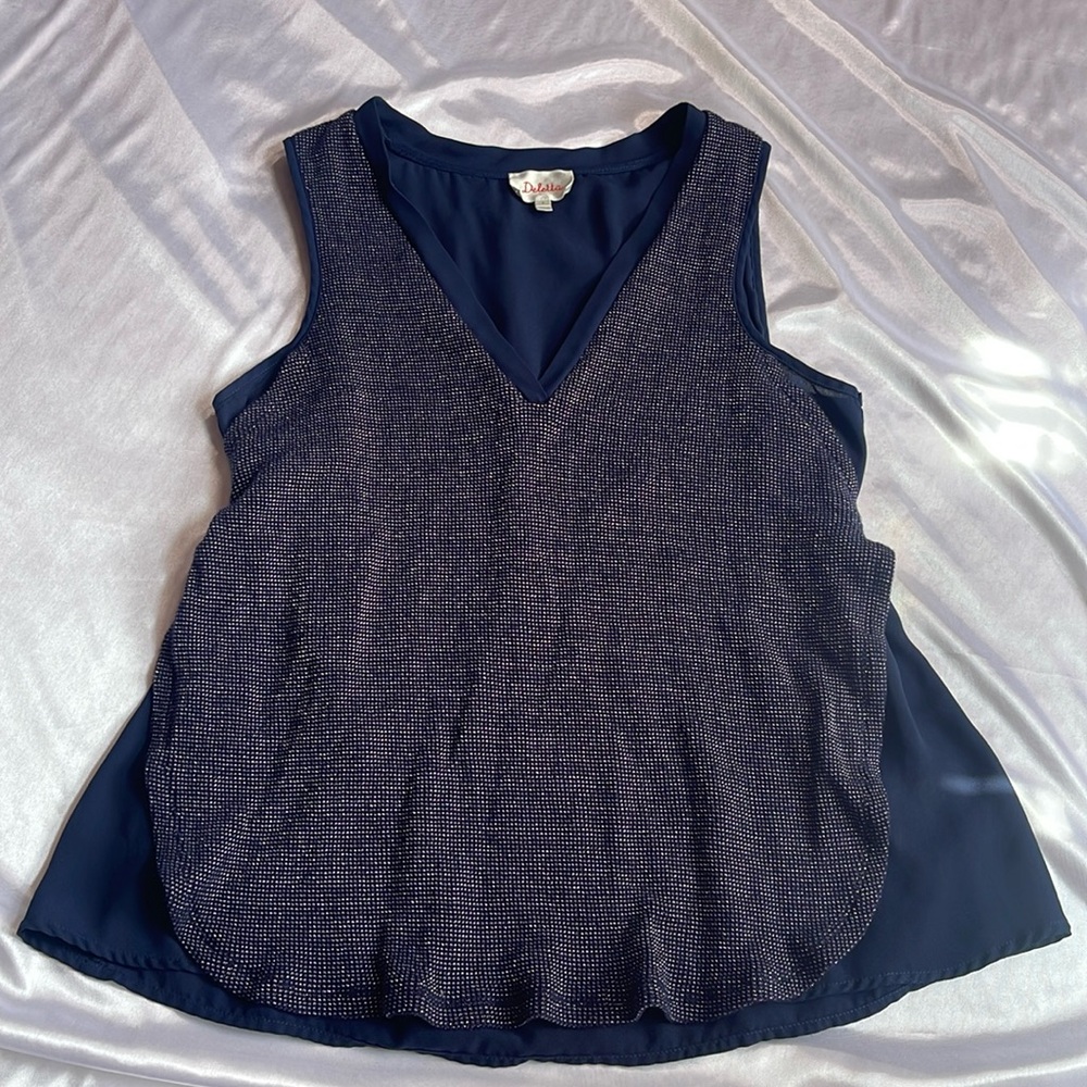 Deletta Sparkle Sleeveless Flowy Blouse